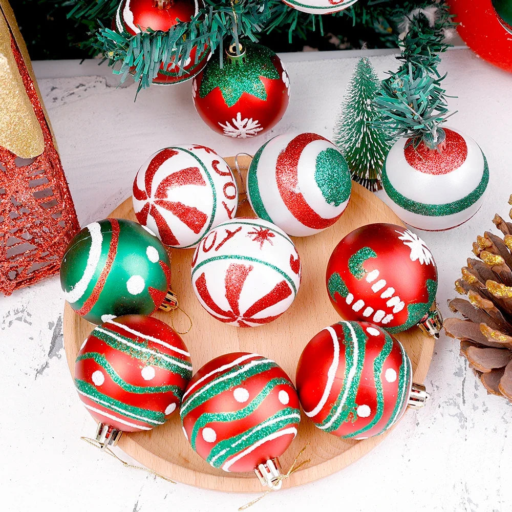 6Pcs/box Christmas Balls Ornaments Xmas Tree Hanging Pendants Home Christmas Party Decoration 2024 Navidad Natal New Year Gifts