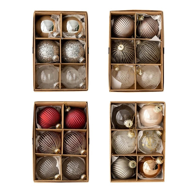 Y1UB 6pcs Traditional Glass Christmas Tree Decorations Balls Christmas Trees Ornament 