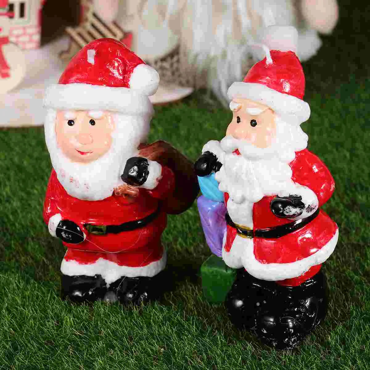 2 Pcs Decorate Elder The Christmas Tea Candles Xmas Santa Ornament Novelty