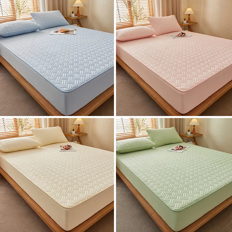 Twill Mattress Cover Quilted Latex Pad – Skin-Friendly Fitted Sheet Protector, Bedspread, Available in 160/180x200 cm, No Pillowcase Included