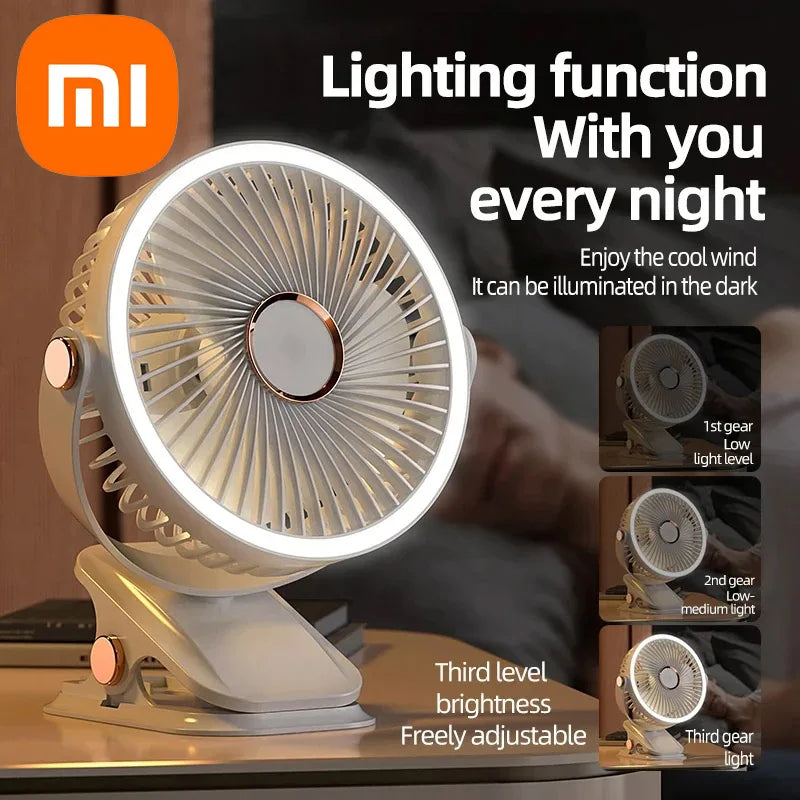 Xiaomi 8000mAh Rechargeable Camping Fan – Portable Desktop Air Circulator, Wireless Ceiling Fan with LED Light & Clip-On Feature