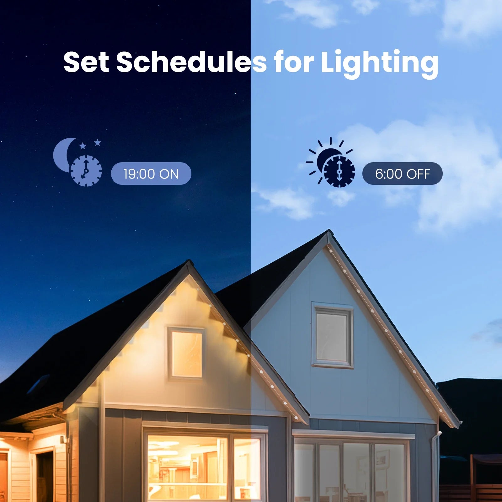 MOES Tuya WiFi Smart Eaves String LED Lights Outdoor IP67 Waterproof 1600 Million RGB Color RF Remote Control Alexa Google Home 