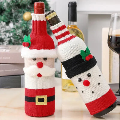 Christmas Decorations for Home Santa Claus Wine Bottle Cover Snowman Stocking Gift Holders Xmas Decor New Year 