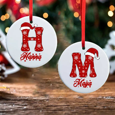 Personalized Christmas Ornament Custom Name Photo Prop Christmas Family Party Ceramic Ornament Xmas Keepsake Gift Drop Ornaments 