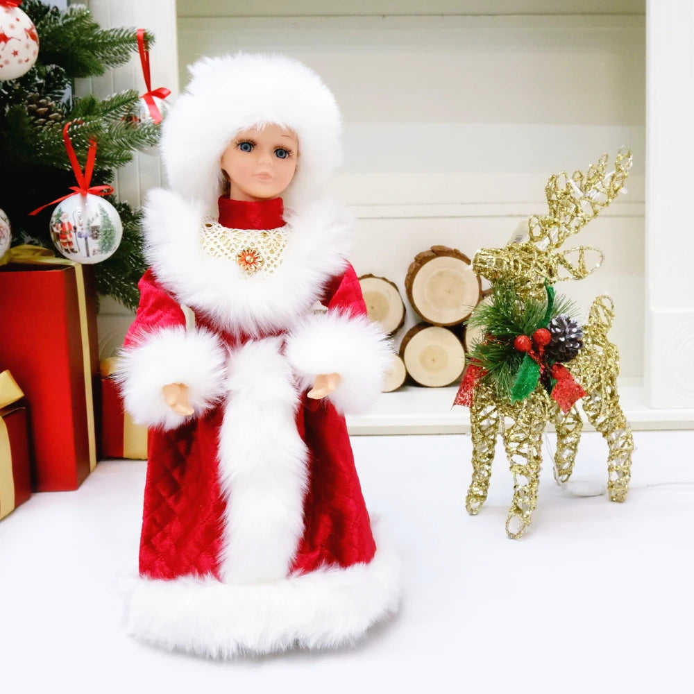 Big Santa Claus Figure Christmas Electric Santa Plush Toys Clause Christmas Decoration for Home Christmas Ornaments Snow Maiden