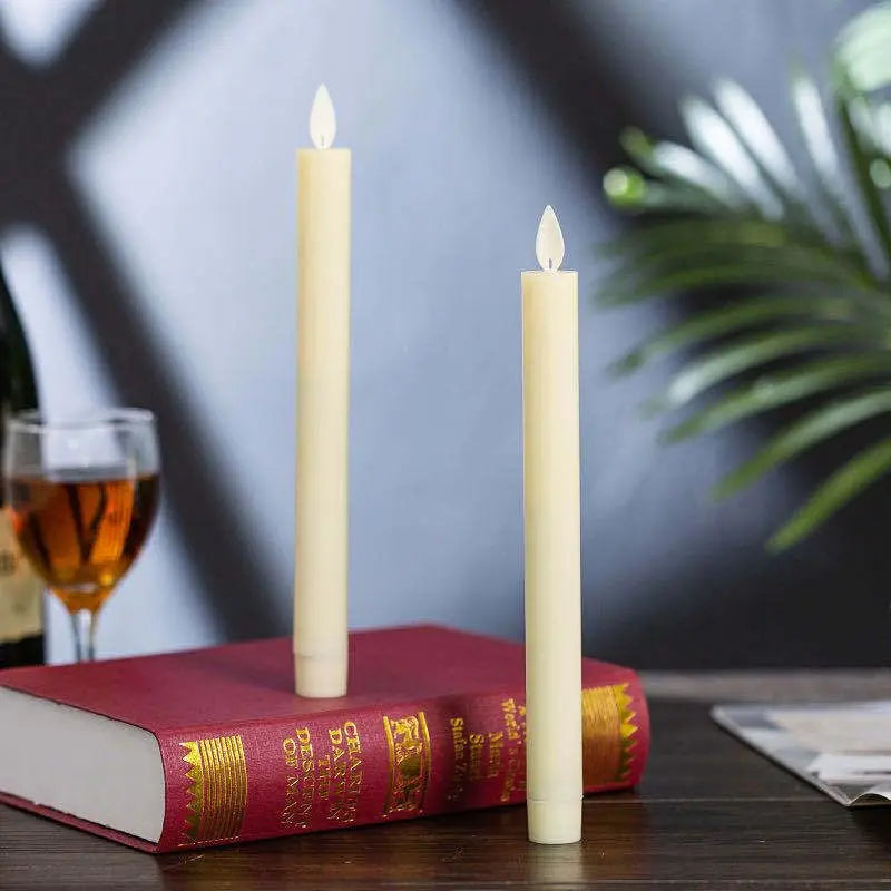 10" Swinging Flameless Moving Wick Dancing Flame Led Taper Candlestick light Home Wedding Christmas party table decoration-H25CM 