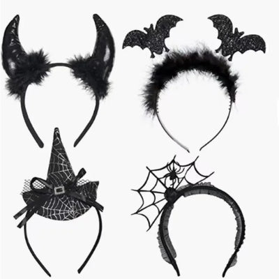 Halloween Devil Headband Girls Halloween Ball Dress Up Spider Web Bat Head Band Ghost Festival Costume Halloween Party Hairband 