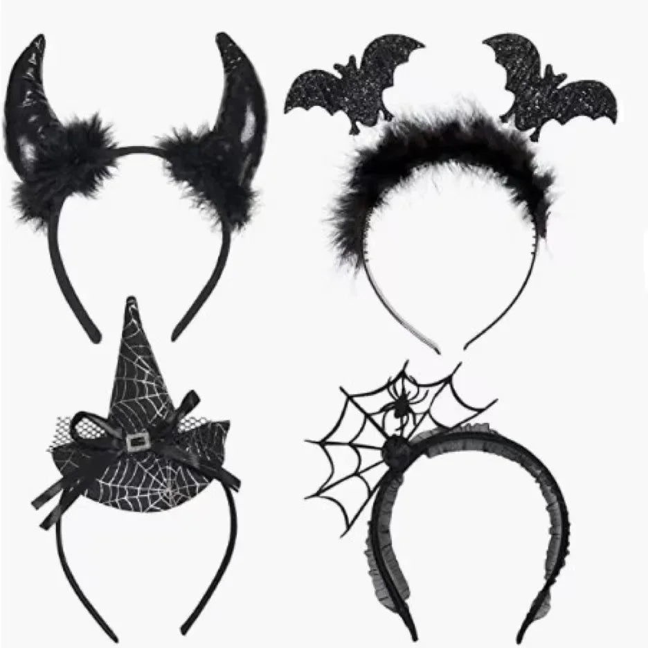 Halloween Devil Headband Girls Halloween Ball Dress Up Spider Web Bat Head Band Ghost Festival Costume Halloween Party Hairband 