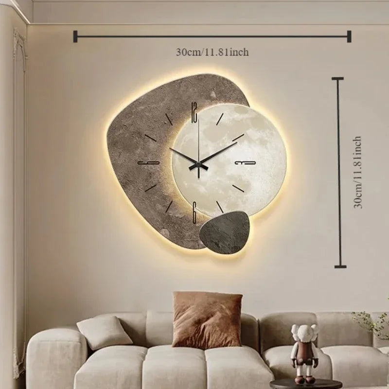 2024 New Cream Wind Living Room Home Dining Room Clock Hanging Wall Decoration Creative Silent Clock Wall Light 