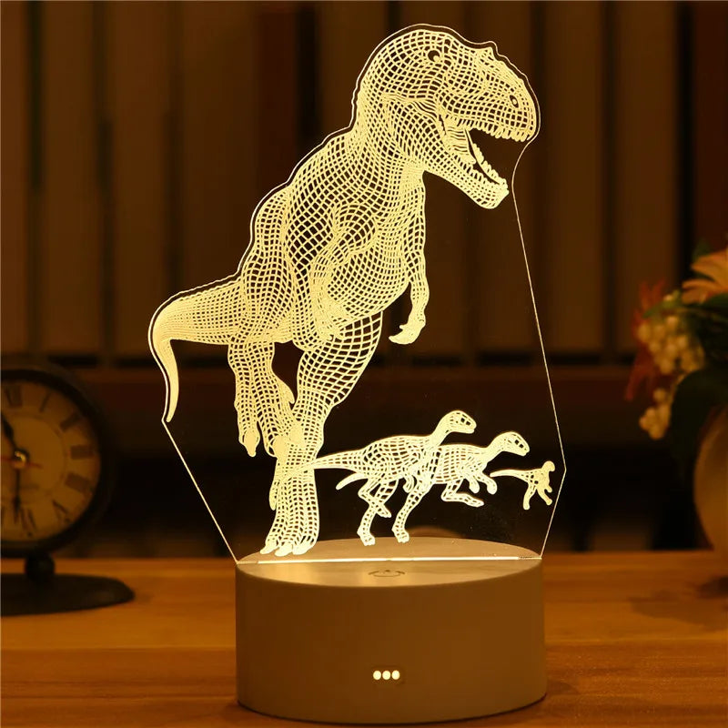 Animal Dinosaur Series Night Lamp – 3D Acrylic USB LED, for Kid's Bedroom, Christmas Gift, Home Decor Table LampAnimal Dinosaur Series Night Lamp – 3D Acrylic USB LED, for Kid's Bedroom, Christmas Gift, Home Decor Table Lamp