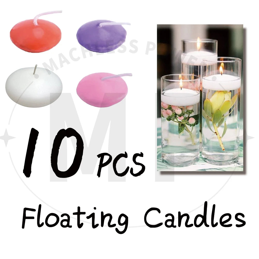 10Pcs Romantic Floating Candles Unscented Dripless Wax Discs For Pool Wedding Special Occasions Christmas Party Home Decorations 