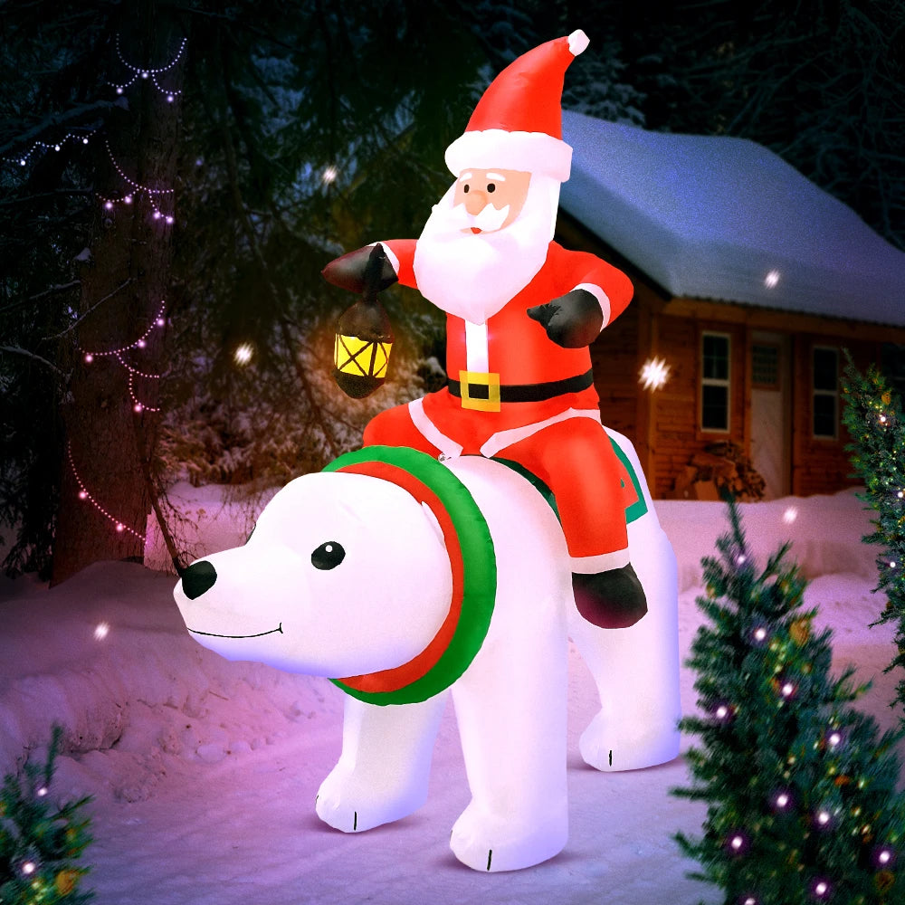 6FT Inflatable Christmas Decoration for Home Outdoor Xmas Party Santa Claus Decor Garden Yard Decoration 