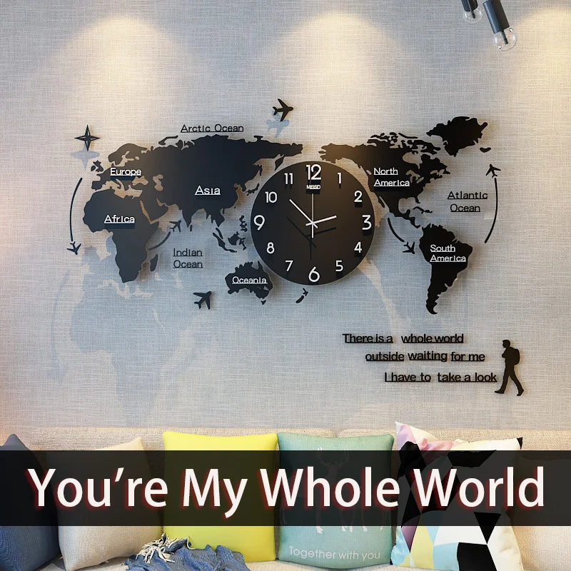 Acrylic Wall Clock 3D DIY Large Wall Hanging Clock with Wall Stickers Home Decorations 