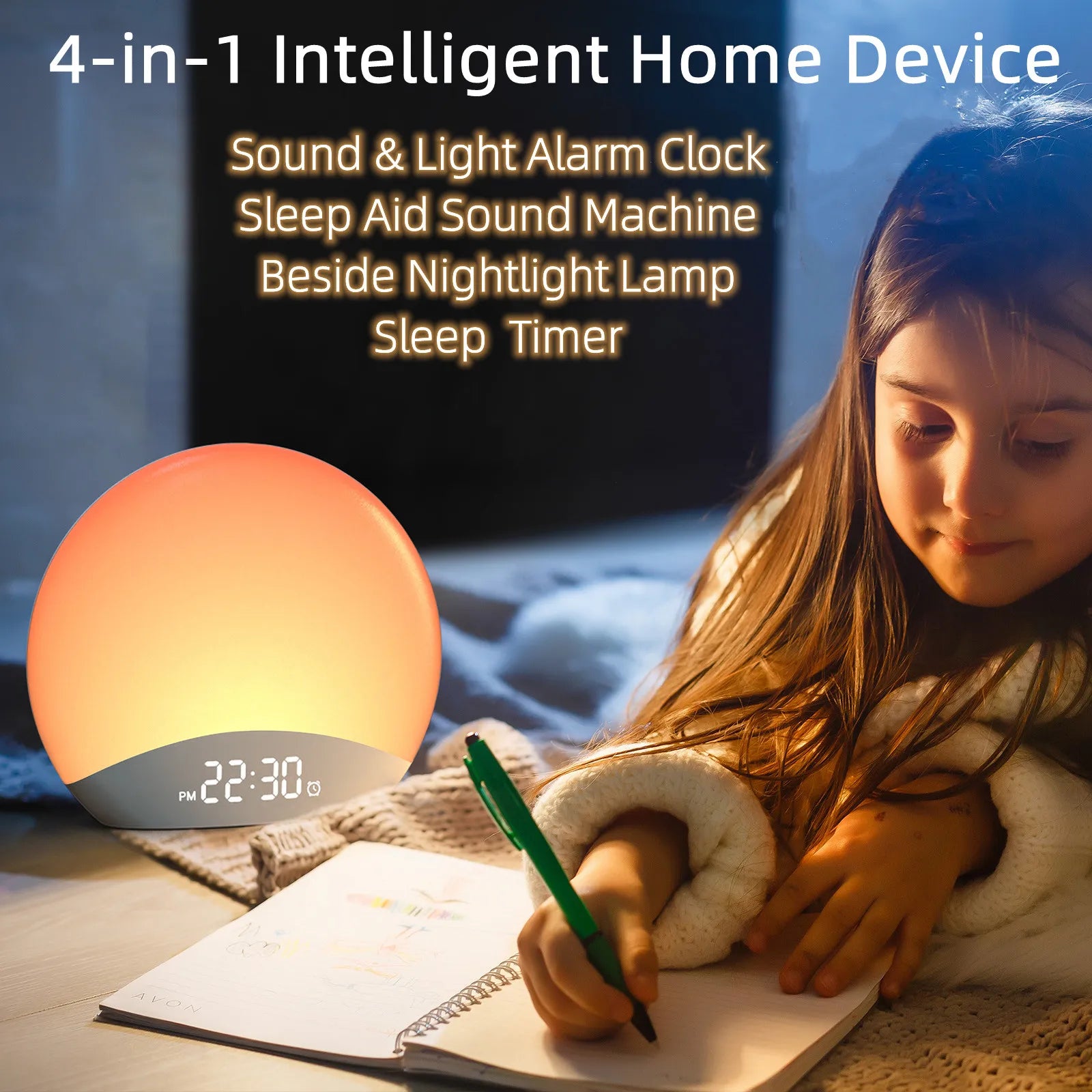 Wake Up Light Alarm Clock – Sunrise Simulation, Sleep Aid, Nightlight, Sleep Timer, Ideal for Kids and Heavy Sleepers 