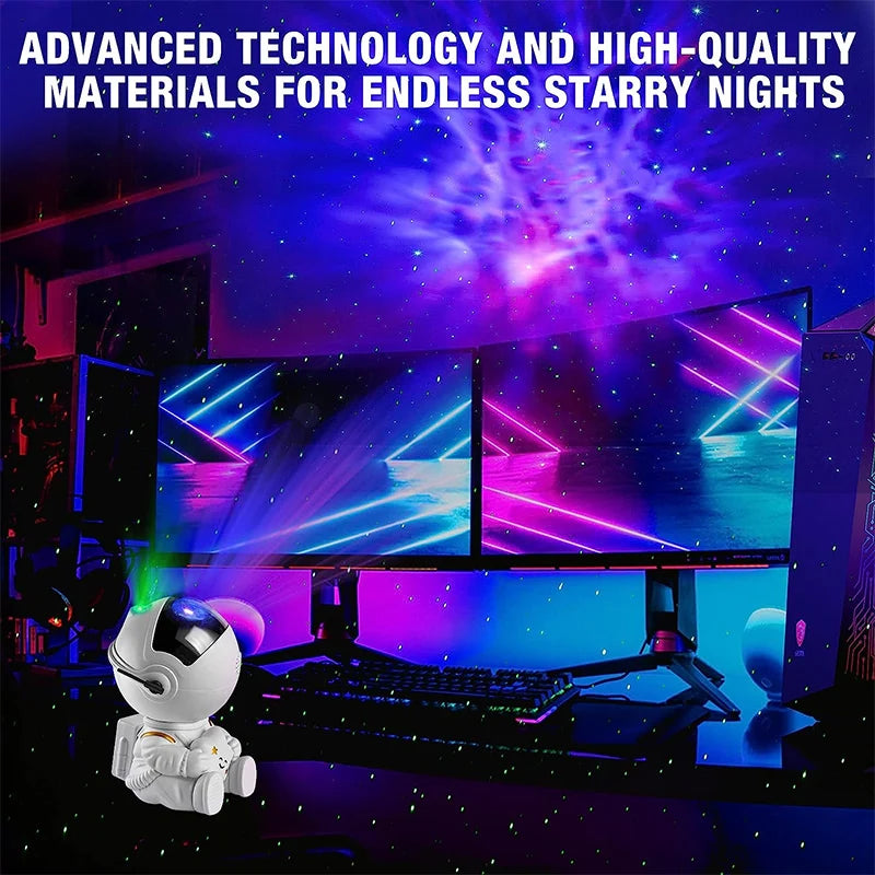 Galaxy Star Projector LED Night Light - Astronaut Design for Bedroom & Home Decor 