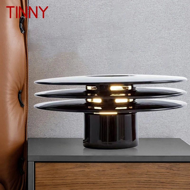 TINNY Modern Black Table Lamp – LED Vintage Creative Simplicity Desk Light for Home, Living Room, Bedroom, and Bedside Decor