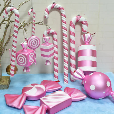 16-43cm Christmas Pink Ornament Dance Performance Cane Pink Candy Props Photographic Wedding Christmas Tree Candy Cane Pendant 