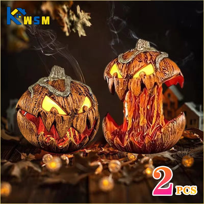 2PCS Halloween Pumpkin Decorations Thrilling Pumpkin Head Patio Decoration Outdoor Garden Ornament Halloween Decoration Pumpkins 
