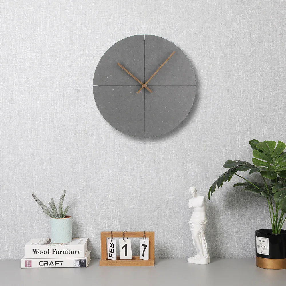 Black Mute Wall Clock – Nordic Minimalist Wooden Design, Elegant, for Living Room, Kitchen, Home Decoration 