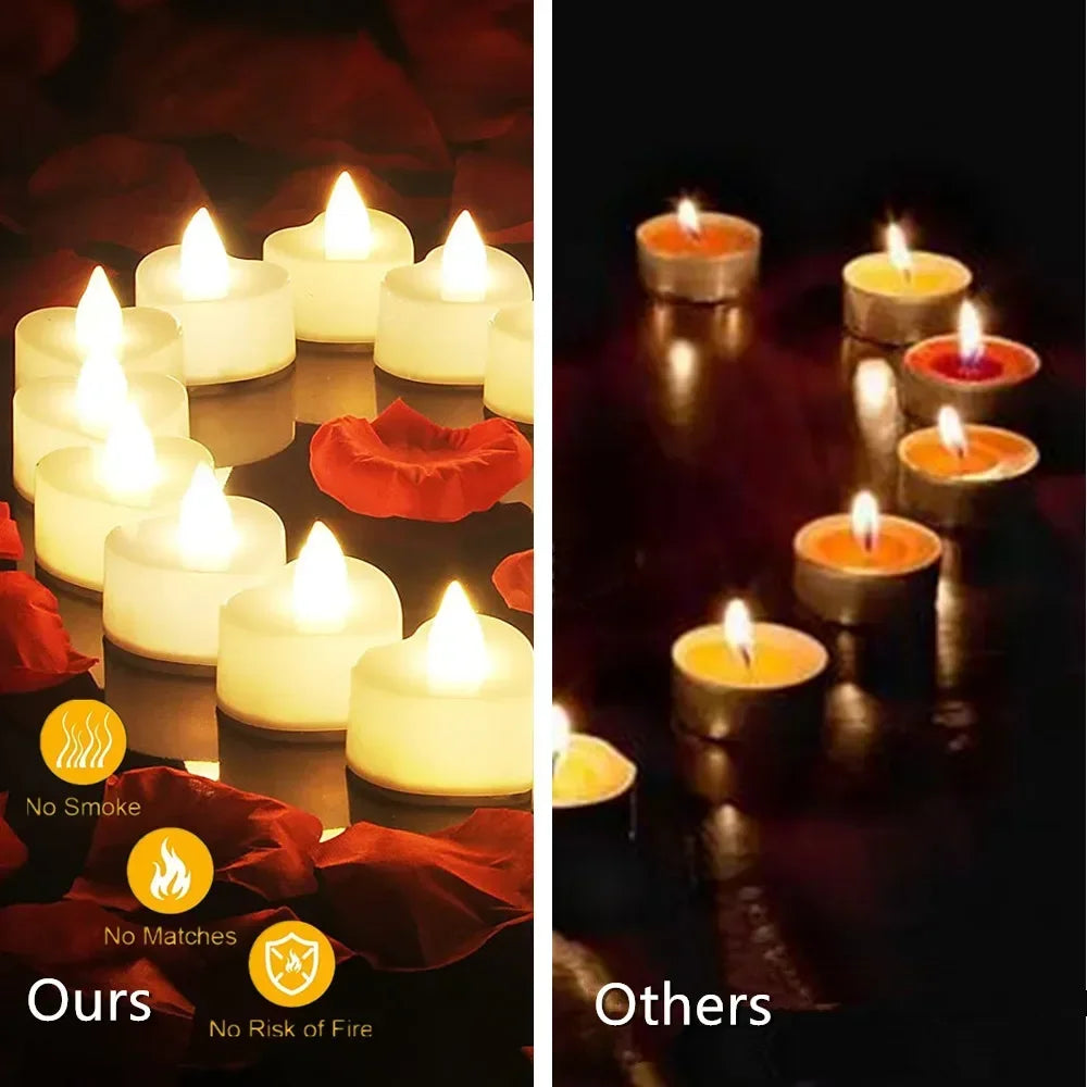 24Pcs Flameless Led Candle For Home Christmas Party Wedding Decoration Heart-shaped Electronic Battery-Power Tealight Candles