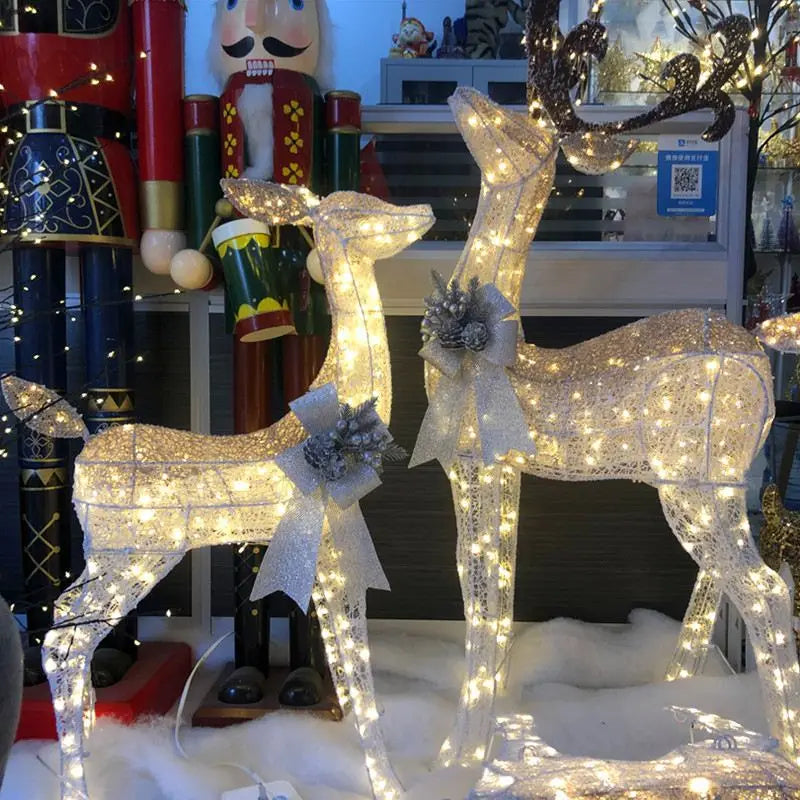 Christmas deer Christmas glowing deer hotel business scene window decoration mother and child deer ornaments outdoor set props