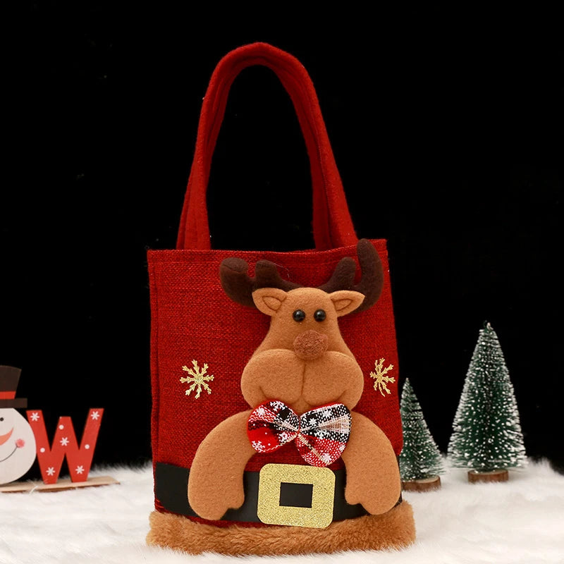 20PCS Christmas Tote Bag Snowman Bear Candy Bag Children Gift Bag Storage Bag Christmas Decoration