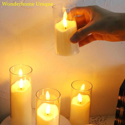 1-12Pc Acrylic Flameless Candle Swing Electronic Candles LED Light for Wedding Romantic Candle Lamp Party Christmas Home Decor 