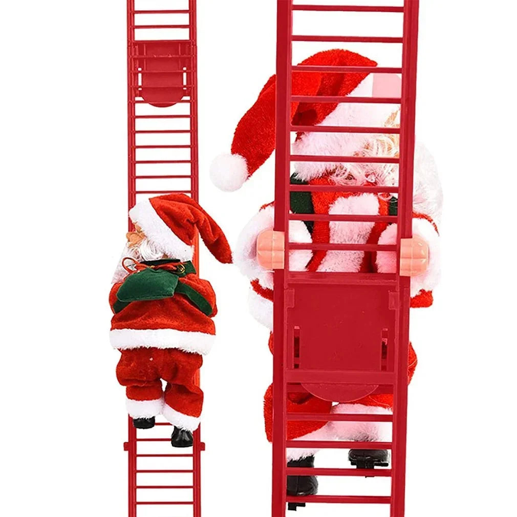 2025 Christmas Ornaments Gift Electric Climbing Ladder Music Santa Claus Doll Toys Decoration Merry Christmas Tree Hanging Decor 