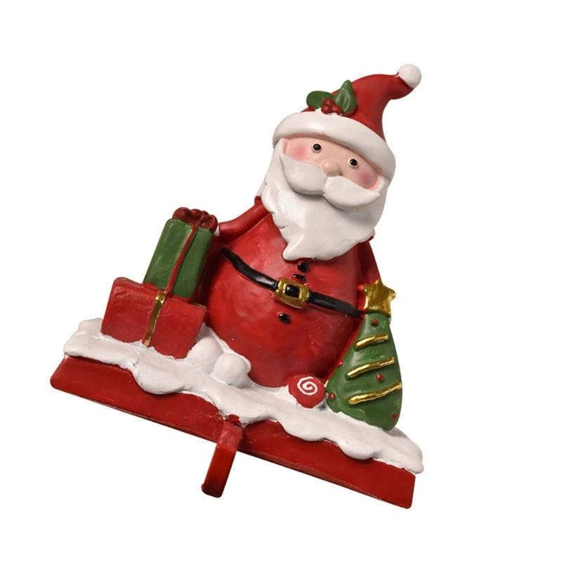 Christmas 3D Snowman Stocking Holder Resin Snowman Stocking Stand for Christmas Decors Mantle Hanger Holiday Charm