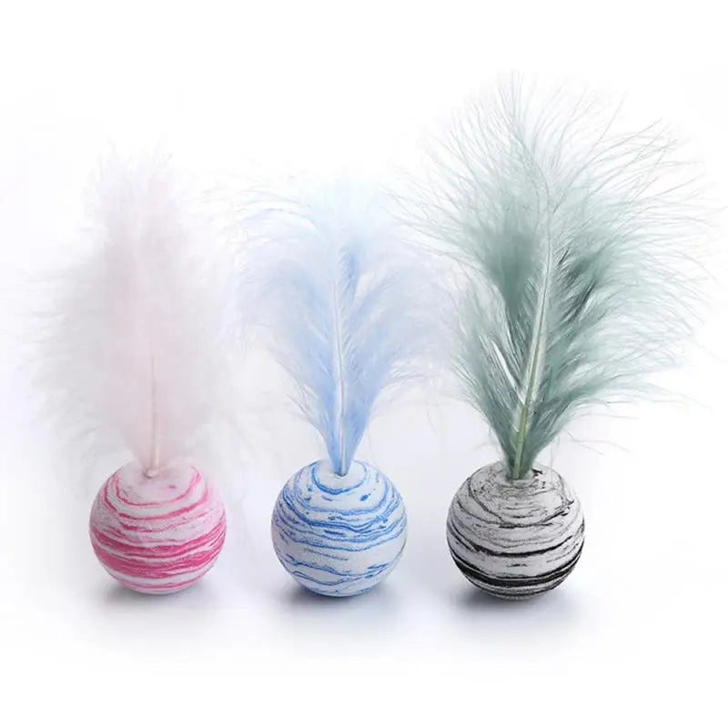 Cat toy Ball Feather Funny Cat Toy Star Ball Plus Feather Foam Ball Throwing Toys Interactive Plush Toys Pet Supplies katten toy 