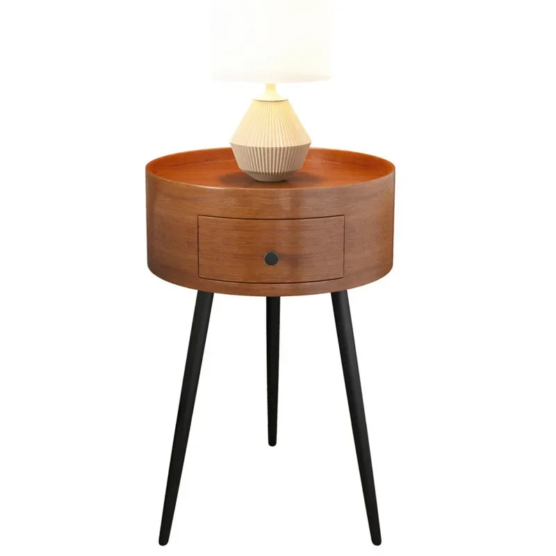 Ultra-Narrow Small Bedside Table – Modern Simple Nordic Design, Light Luxury Round Coffee Table for Small Family, Sofa, Hotel, and Homestay