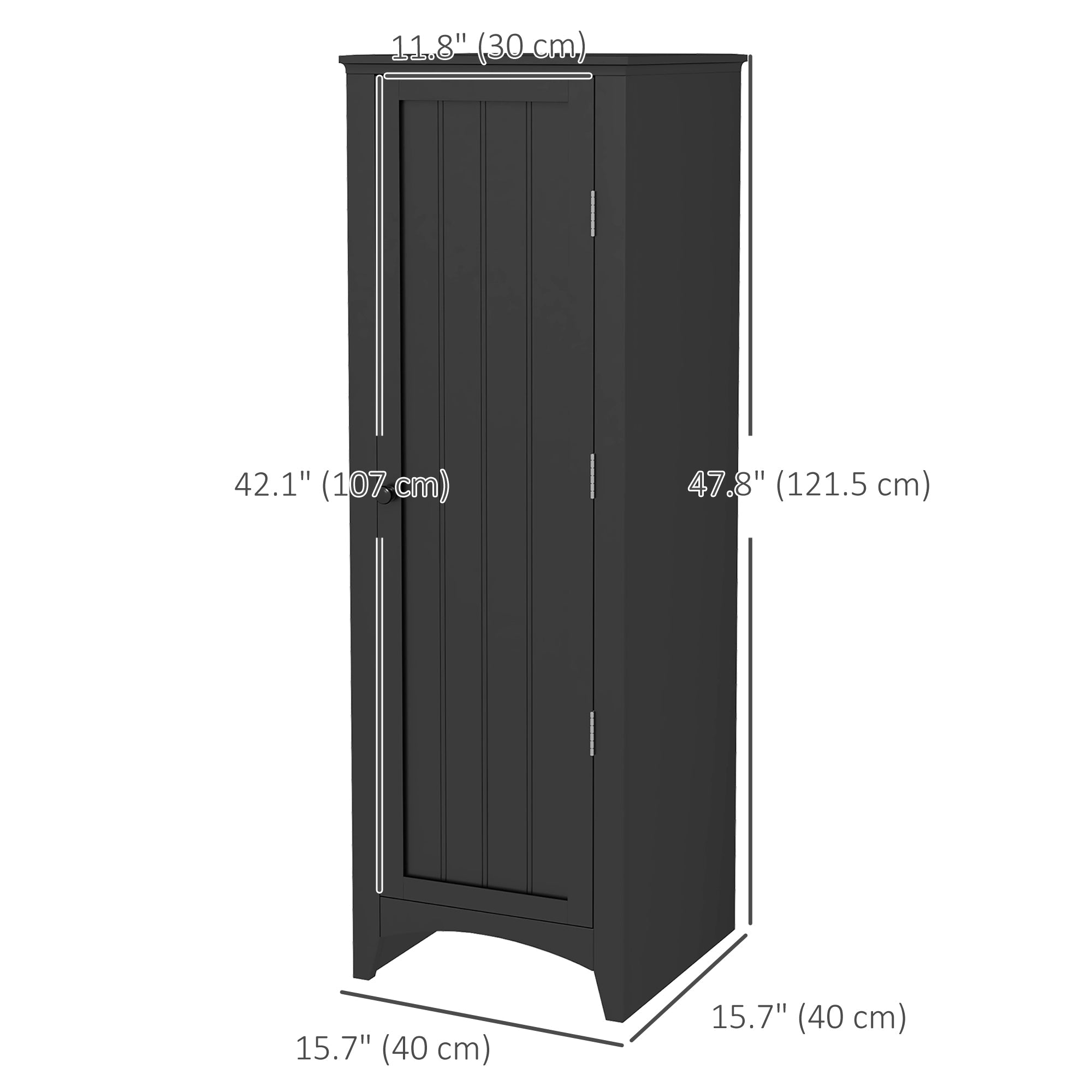 HOMCOM Black 48" Single Door Kitchen Pantry: Cabinet with 4-Tier Shelving and Adjustable Shelves 