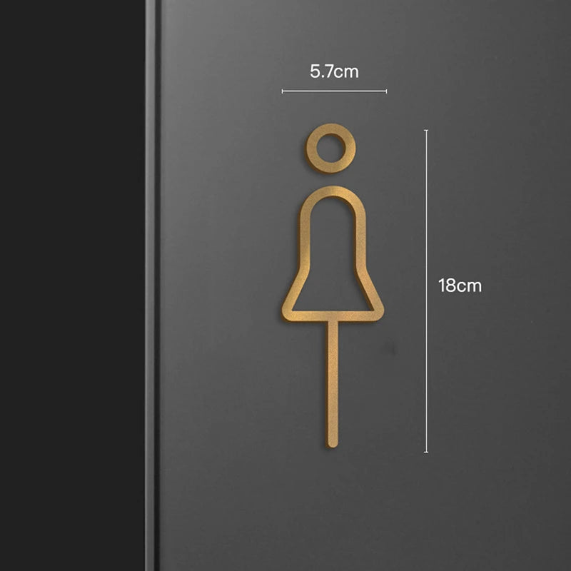 Black & Gold Color Toilet Sign Plate – Brass Washroom Door Wall Label, WC Holder Signage Board 