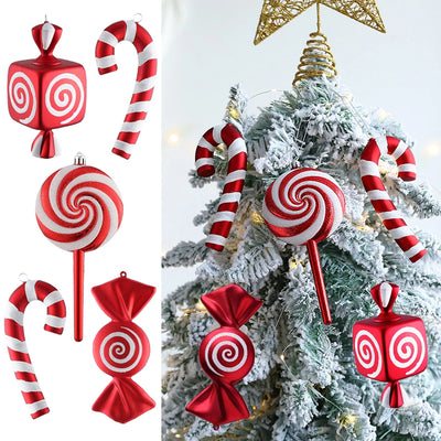 Big Size Candy Shape Christmas Tree Ornaments Hanging Candy Canes Lollipop Tree Balls Navidad Natal Noel Christmas Decorations 