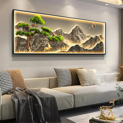 No Frame Waterfall Welcome Pine Landscape Painting Living Room Wall Art Decoration Painting Home Decor Posters Room Decor 