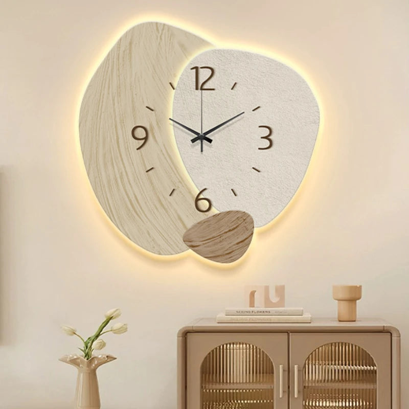 Cream Style Creative Living Room Clock Wall Hanging Clock Decoration Clock Hanging Wall 