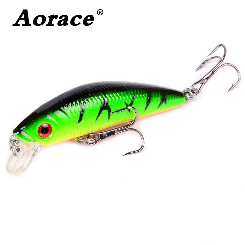 Aorace Minnow Fishing Lure – 70mm, 8g, 3D Eyes, Crankbait Wobbler, Artificial Plastic Hard Bait, Fishing Tackle