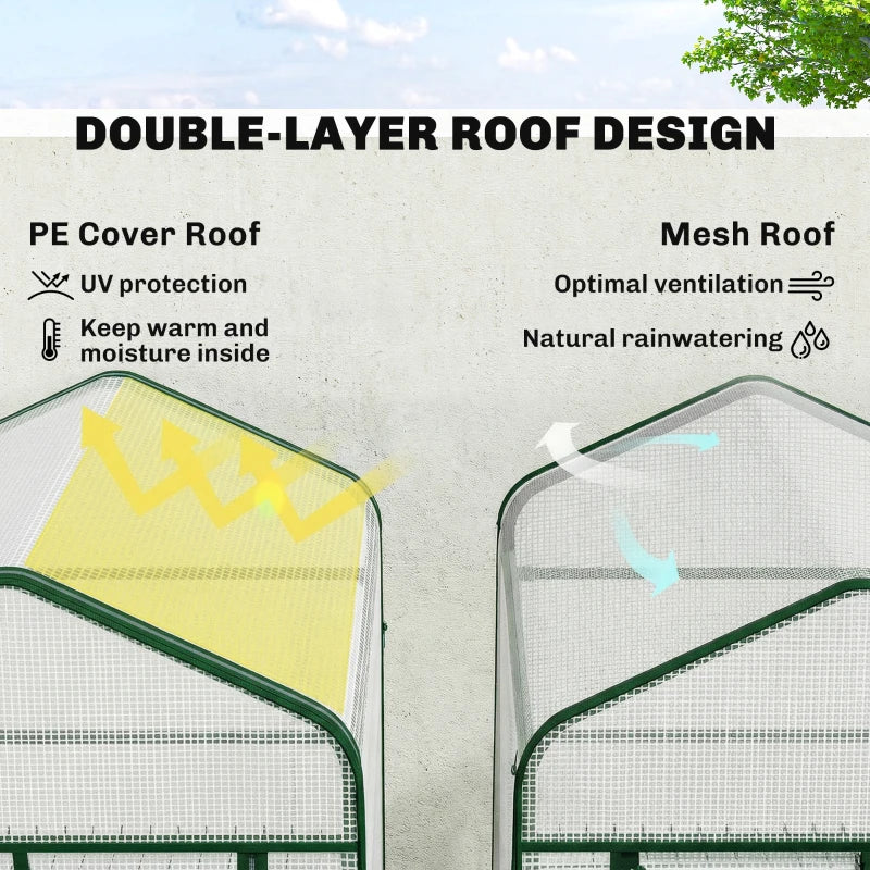 Mini Greenhouse with Screen Roof, Portable Small Greenhouse with Roll-Up Zipper Door, 27.6" x 19.7" x 50", White