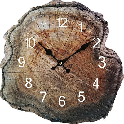 Simulation Annual Ring Wooden Wall Clock Wood Grain Silent Wall Hanging Clock Watch Coffe Office Home Wall Decoration Clock 