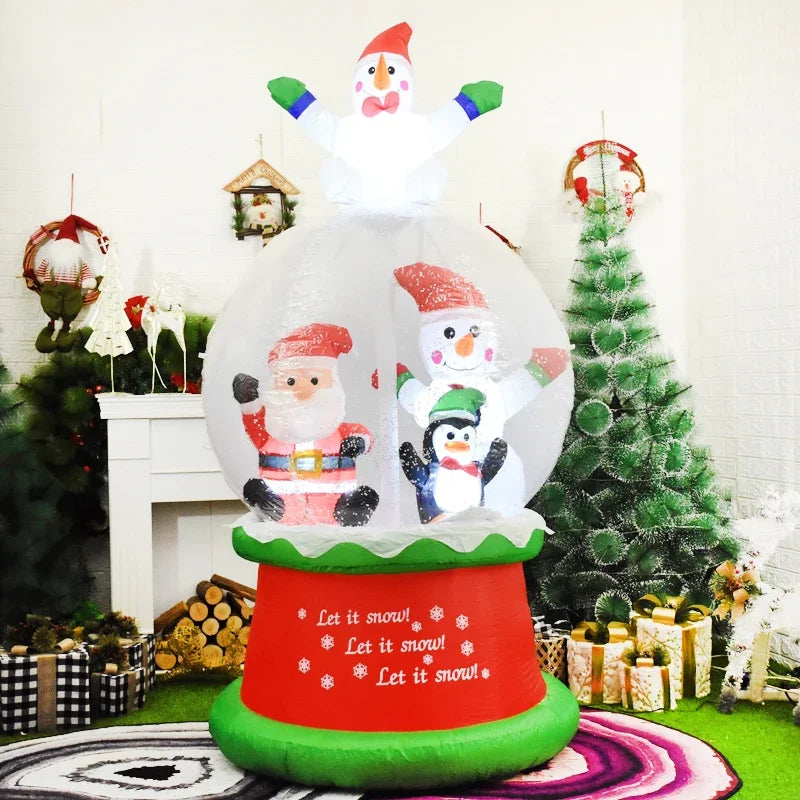 Inflatable Snowball Christmas Decoration for Home Garden Santa Snow Globe Led Light Inflatable Toys New Year Party Outdoor Decor