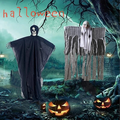 Halloween hanging ghost clothes skull gauze clothes haunted house door horror props Halloween ghost pendant decoration supplies 