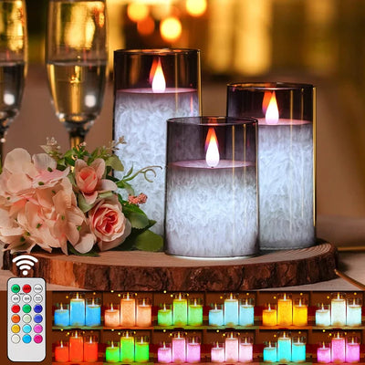 Color Changing Flameless Candles LED Electronic Candle Light with Remote and Timer Realistic Flame for Christmas Home Decoration 