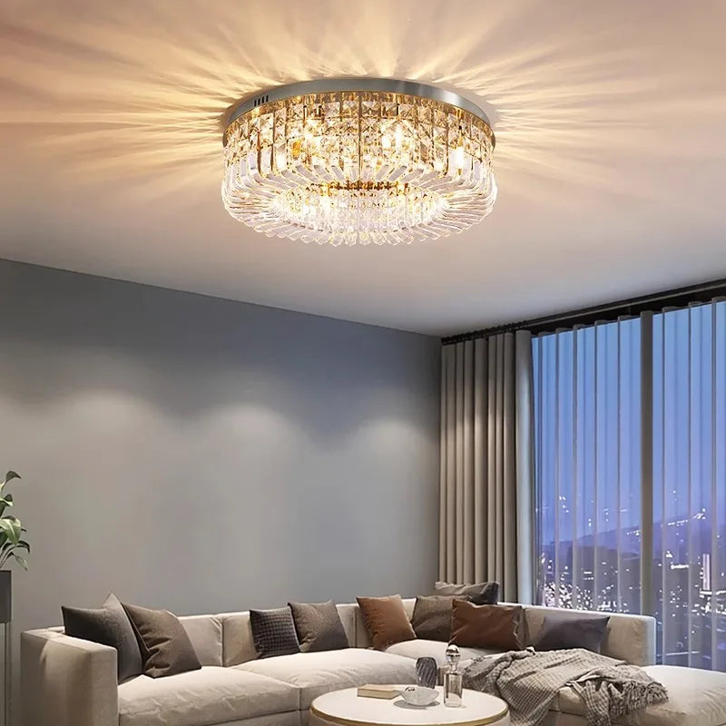 Modern Crystal Ceiling Light - Gold & Silver Chandelier, Nordic LED Suspension Luminaire for Living, Dining, and Bedroom