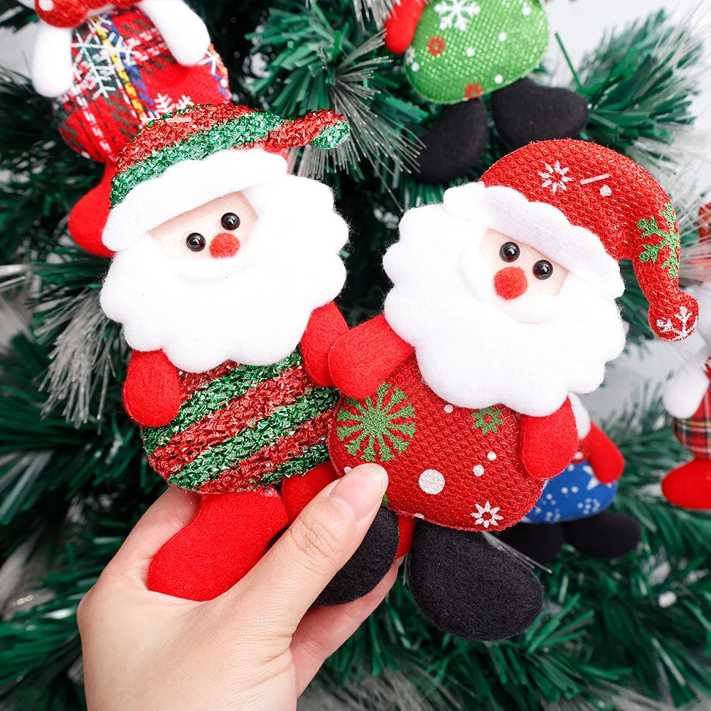 12/1Pcs Christmas Plush Doll Ornaments Santa Claus Snowman Xmas Tree Hanging Pendants Home Xmas New Year Party Decorations Gifts