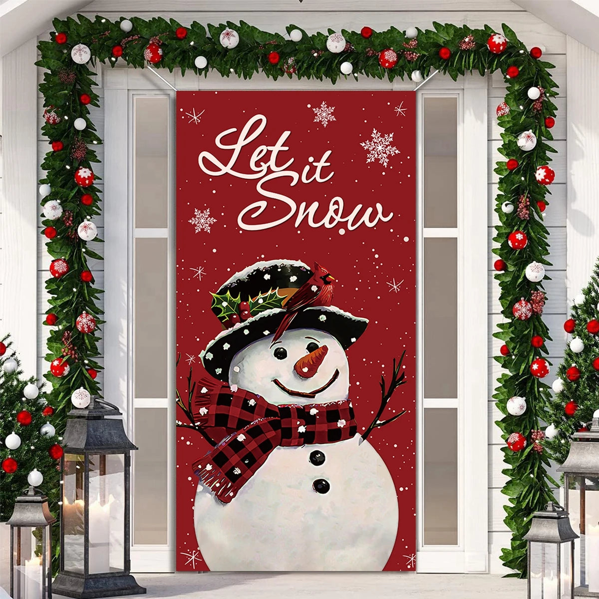 Christmas Hanging Flag Porch Door Banner Christmas Decorations For Home 2024 Ornaments Xmas Gifts Navidad New Year Decor 2025