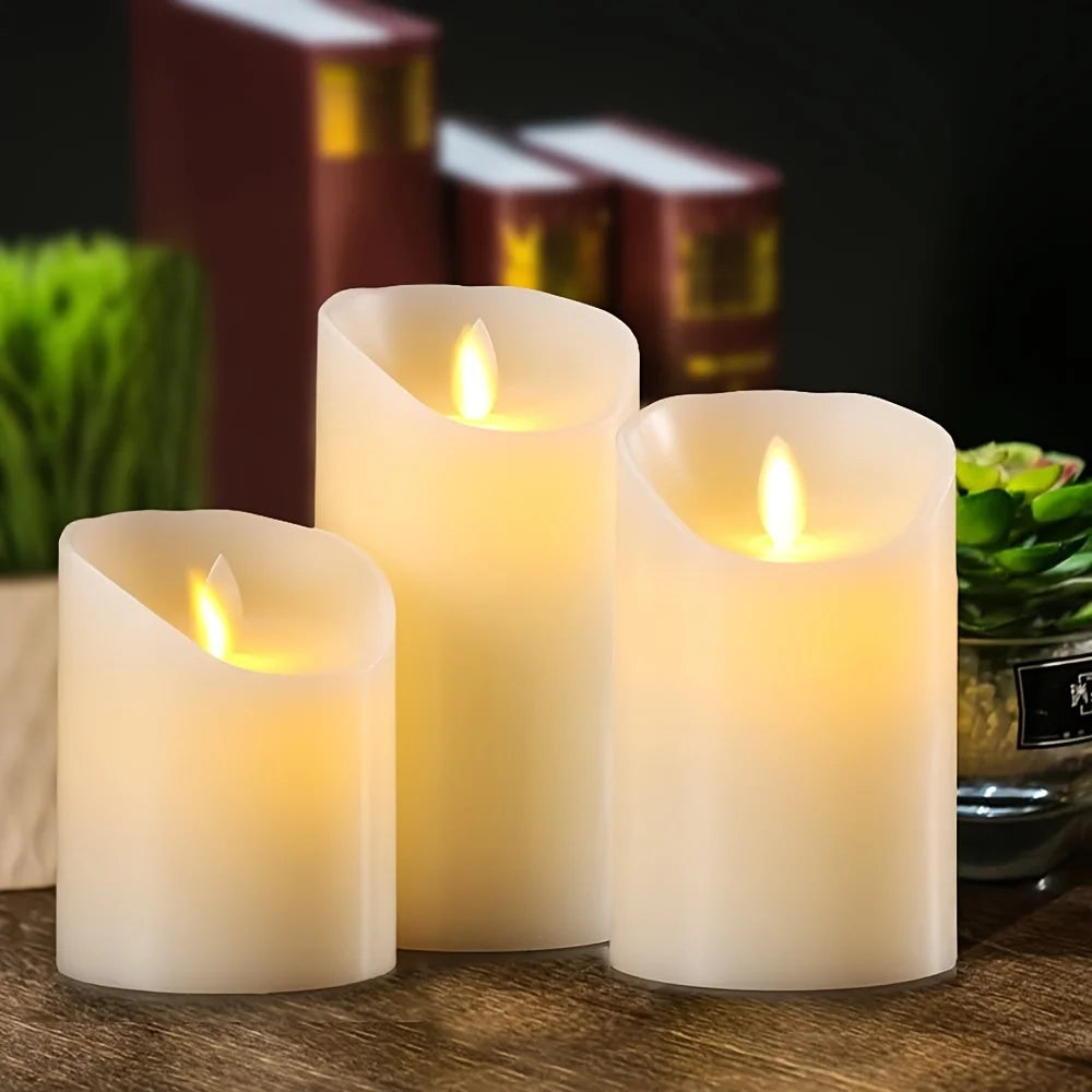 1pc Flameless Votive Candles with Moving Flame Battery Operated LED Pillar Candles for Wedding,Christmas,Halloween Festival