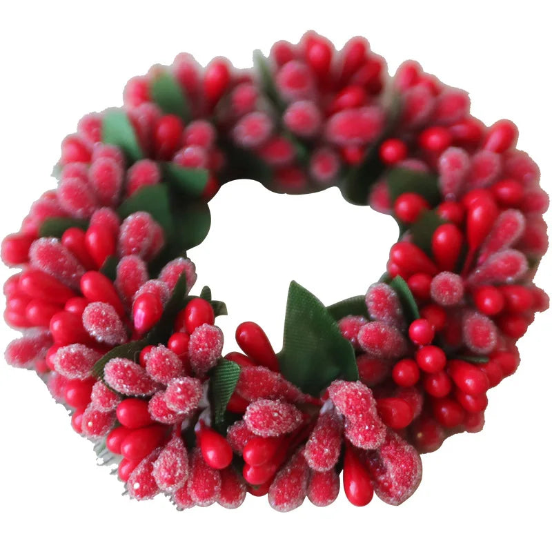 Artificial Berry Wreath Candle Rings Candlestick Garland 2024 Christmas Decoration for Home Wedding Party Home Table Arrangement