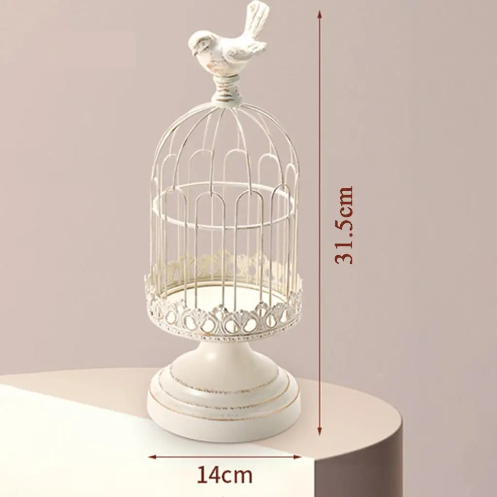 Wrought Birdcage Pillar Candle Holder Centerpiece Christmas Hoilday