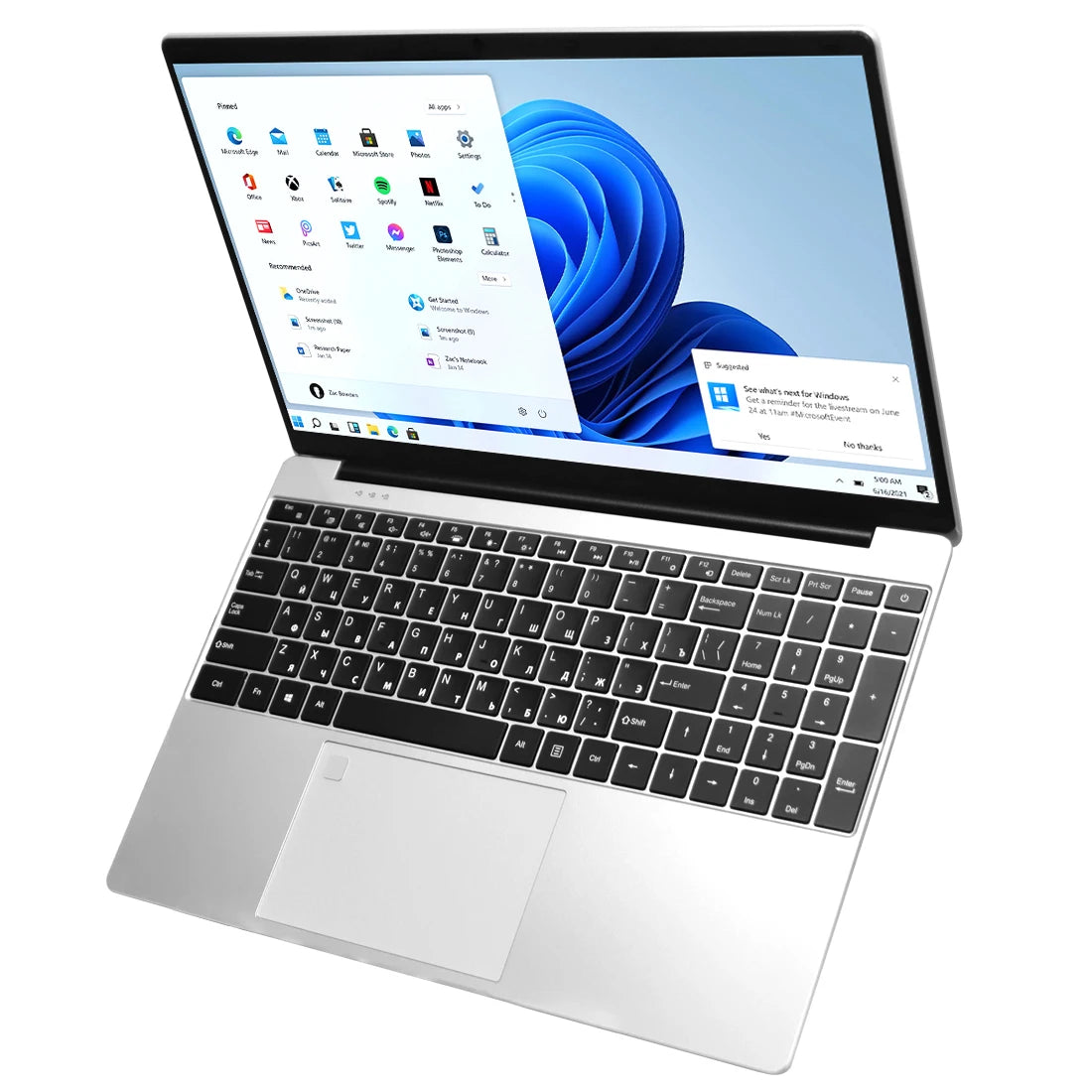 15.6-Inch Laptop – 16GB RAM, 512GB SSD, Windows 11, Intel Celeron N5095, Office Computer with Backlit Keyboard, Fingerprint, WiFi, Camera, & Bluetooth