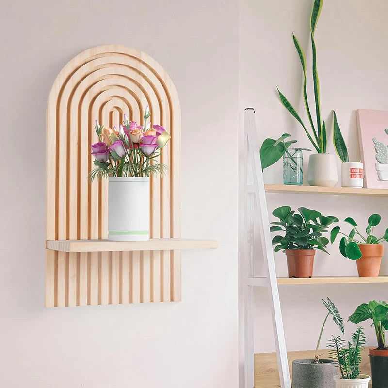 Bohemian Wall Mounted Bookshelf Creative Boho Wind Pine Hanging Rack Pine Wall Hanging Display Rack Home Decor 